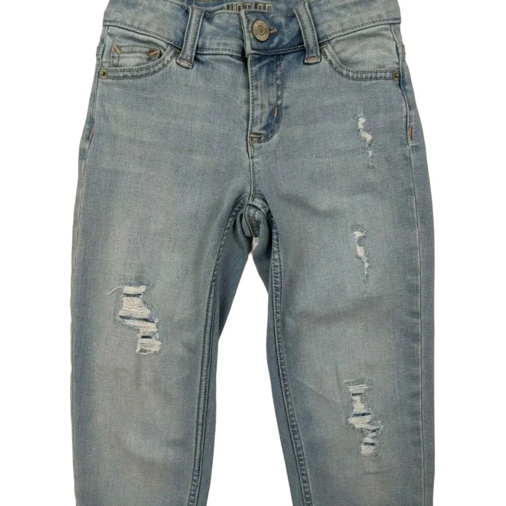 JUSTICE Girls Girlfriend Stretch Distressed Jeans Size 8 slim Boho Grunge BTS
